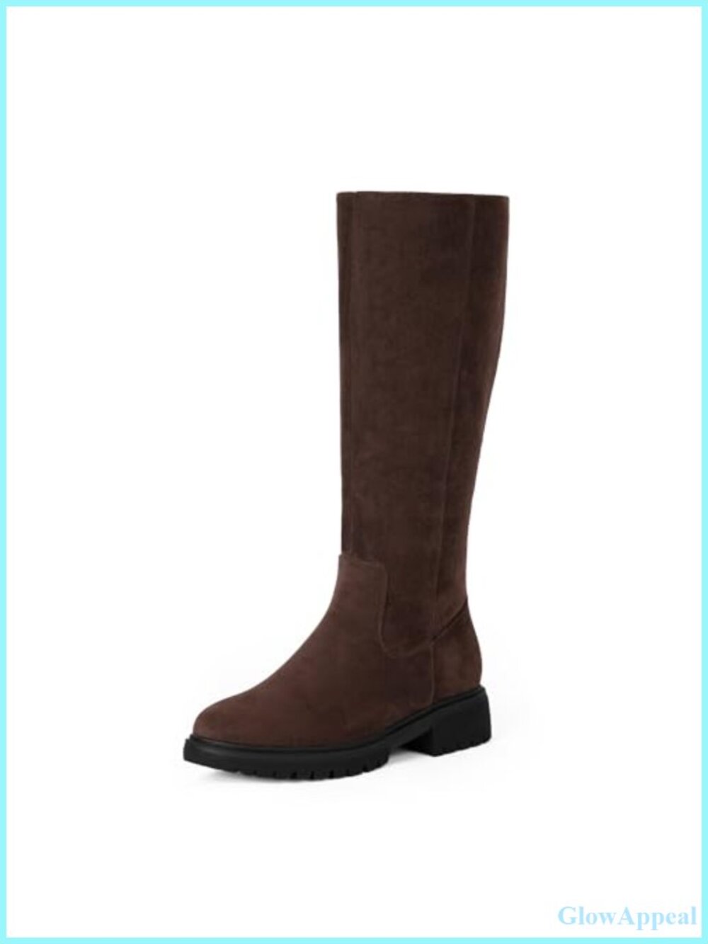 Women's Knee High Boots Faux Suede Round Toe Low Heel Tall Riding Boots